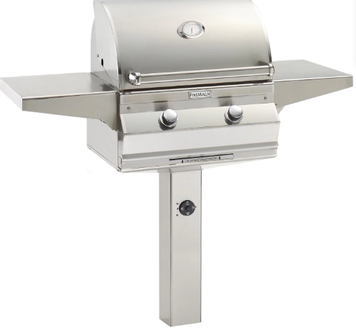 Fire Magic Choice C430S 24-Inch Natural/Propane Gas Grill With Analog Thermometer On In-Ground Post - C430S-RT1N-G6/C430S-RT1P-G6