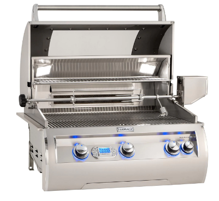 Fire Magic Echelon Diamond E660I 30-Inch Built-In Natural/Propane Gas Grill W/ One Infrared Burner, Magic View Window, Rotisserie, & Digital Thermometer - E660I-8L1N-W/E660I-8L1P-W