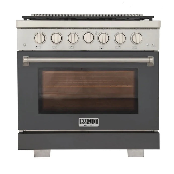 Kucht Professional 36-Inch 5.2 cu. ft. Gas Range in Gray with Silver Accents (KFX360-GY)