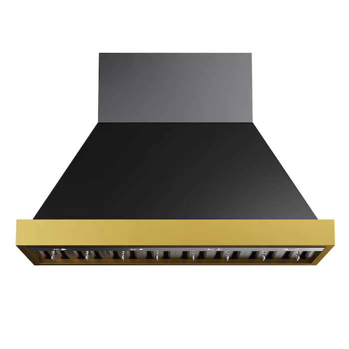 Kucht 48-Inch 800 CFM Ducted Wall Mount Range Hood in Dark Titanium Stainless Steel with Gold Accents (KRH48TG)