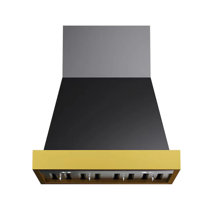 Kucht 36-Inch 600 CFM Wall Mount Range Hood in Dark Titanium Stainless Steel with Gold Accents (KRH36TG)