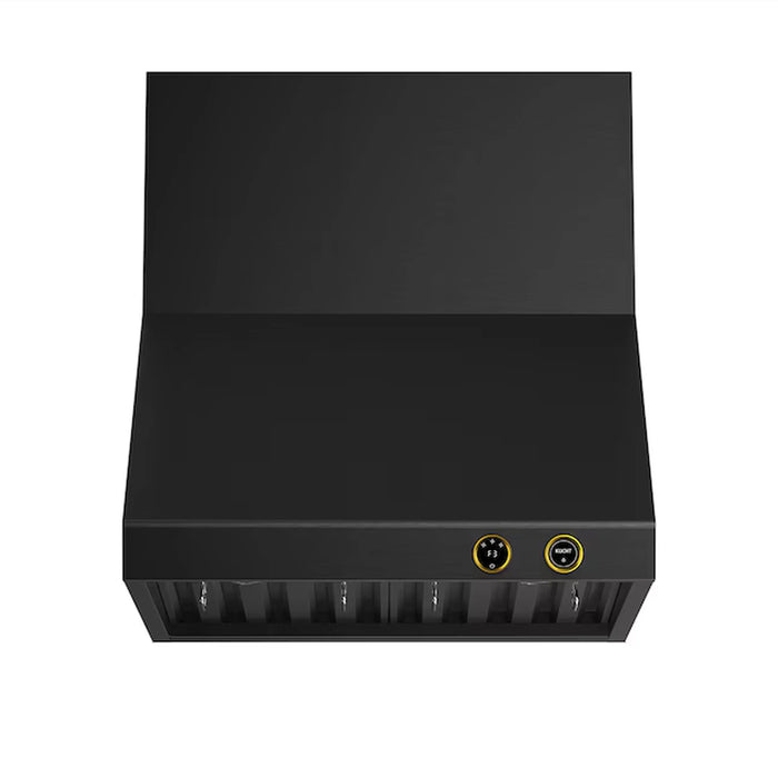 Kucht 30-Inch 900 CFM Ducted Wall Mount Range Hood in Dark Titanium Stainless Steel with Gold Accents (KRHG300-GL-C)