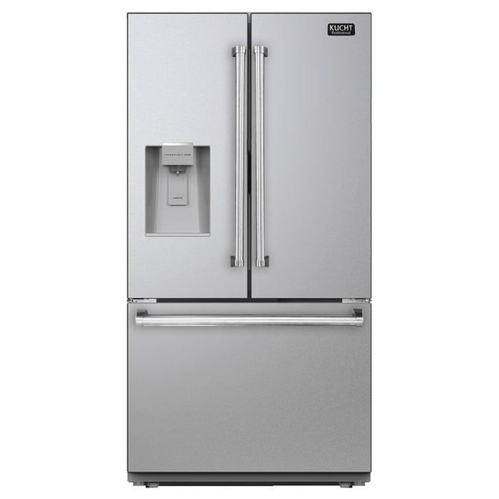 Kucht 36-Inch French Door 28.9 Cu. Ft. Refrigerator with Water and Ice Dispenser in Stainless Steel (KR900X)