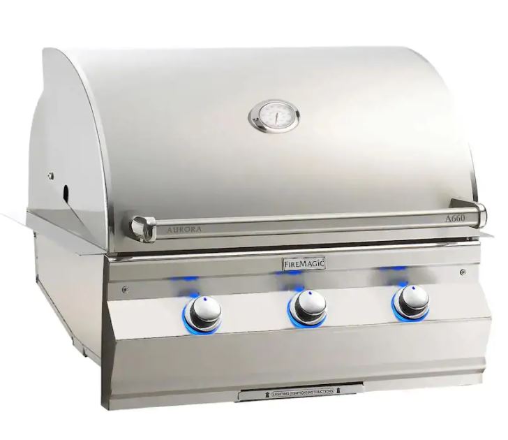 Fire Magic Aurora A660I 30-Inch Built-In Natural Gas / Propane Gas Grill With One Infrared Burner And Analog Thermometer - A660I-7LAN / A660I-7LAP