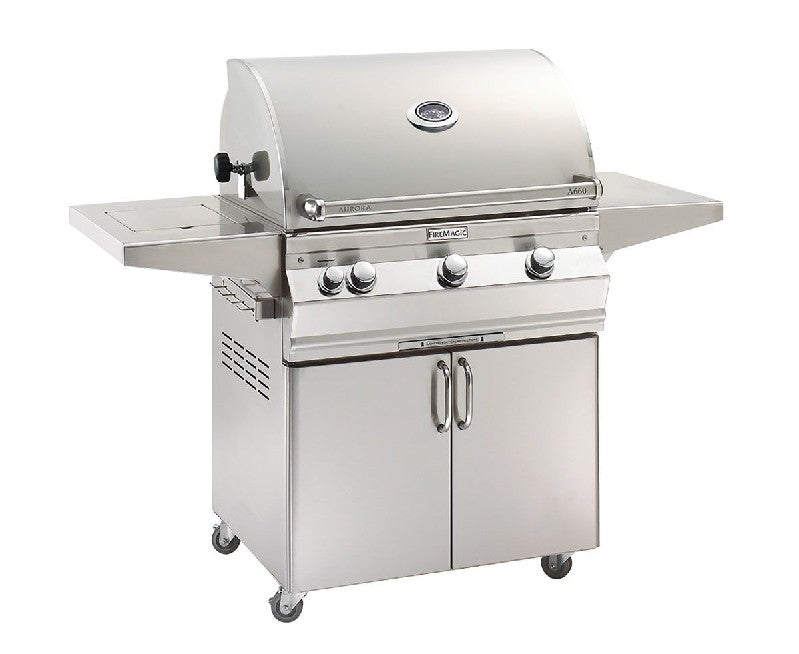 Fire Magic Aurora A660S 30-Inch Natural Gas / Propane Gas Grill With Side Burner And Analog Thermometer - A660S-7EAN-62 / A660S-7EAP-62