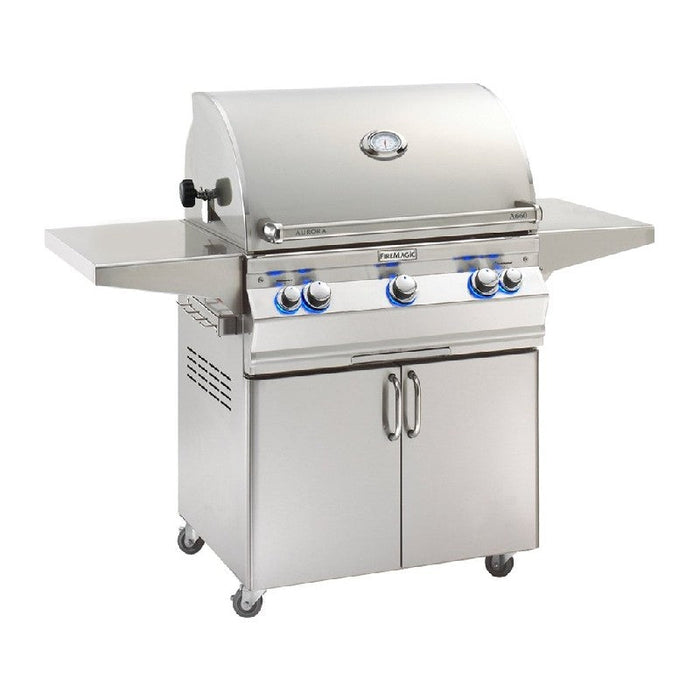 Fire Magic Grills Aurora Free-Standing Grill with Backburner, Rotisserie and Analog Thermometer, Natural Gas / Propane Gas Infrared burner "L" Burner - A660S-8LAN-61 / A660S-8LAP-61