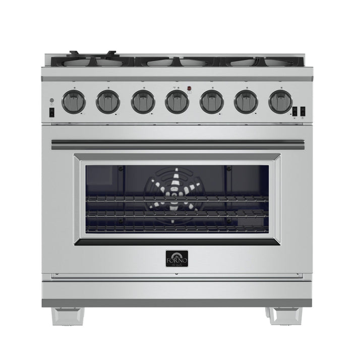FORNO Capriasca 36" 5.36 cu. ft. Gas Range with 6 Italian Burners in Stainless Steel, FFSGS6260-36
