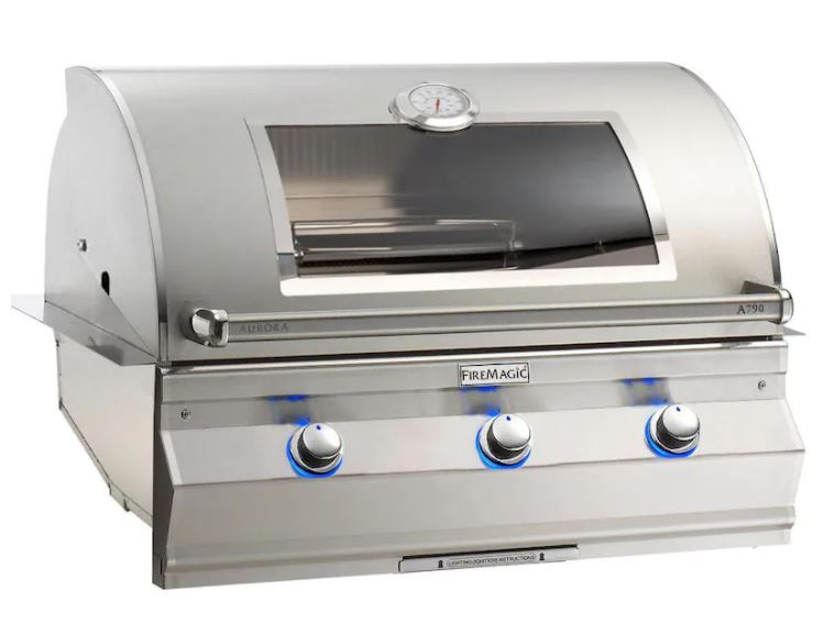 Fire Magic Aurora A790I 36-Inch Built-In Propane Gas Grill With One Infrared Burner, Magic View Window, And Analog Thermometer - A790I-7LAP-W