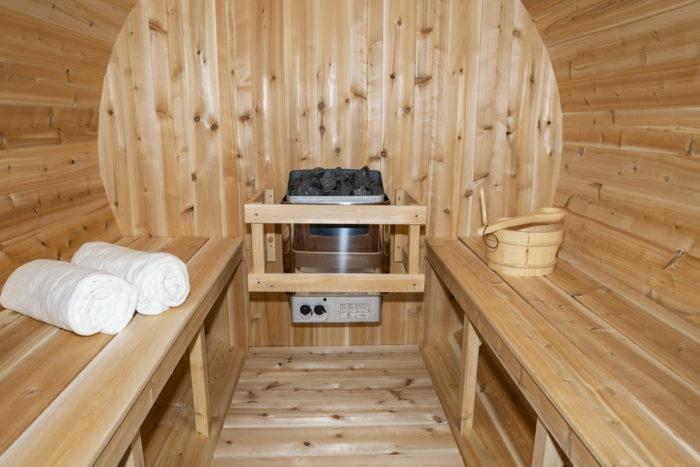 Dundalk Canadian Timber White Cedar Tranquility 2-6 Person Barrel Sauna - CTC2345W - Dundalk LeisureCraft Saunas
