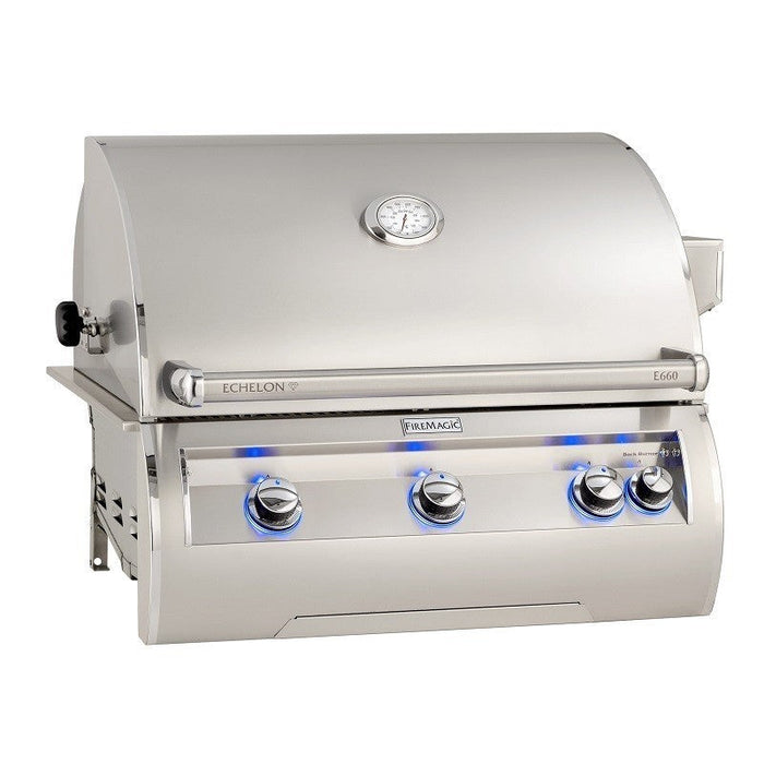 Fire Magic Grills E660I-8EAN / E660I-8EAPEchelon Diamond 31 1/4 Built-In Grill with Analog Thermometer, Natural/Propane Gas, Cast Stainless Steel "E"