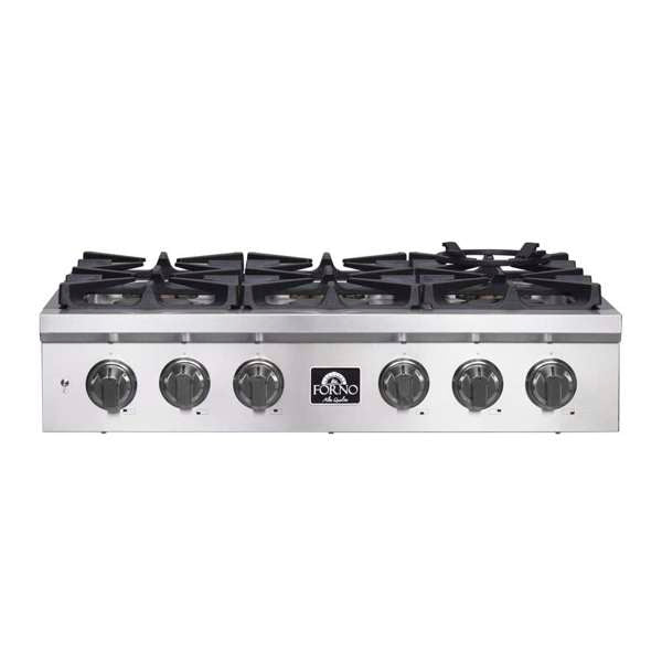 FORNO Spezia 36" Gas Rangetop with 6 Sealed Burners in Stainless Steel, FCTGS5751-36