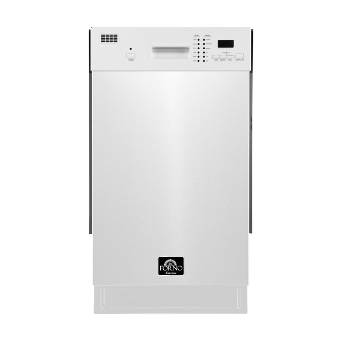 FORNO Polo 18" Built-in Dishwasher in White, FDWBI8041-18WHT