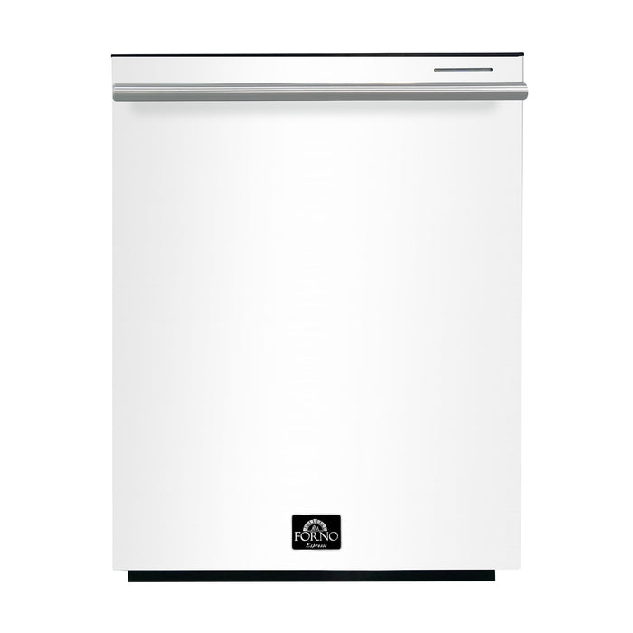 FORNO Espresso Pozzo 24" Built-In Dishwasher in White with Silver Handles, FDWBI8067-24WHT