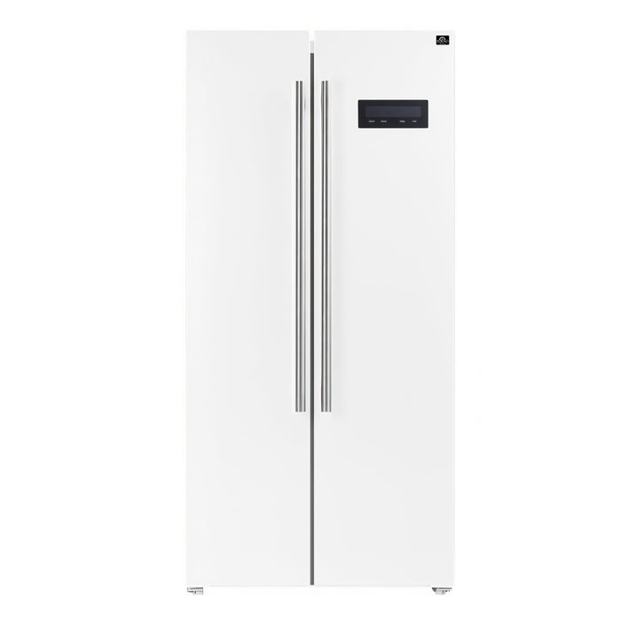 FORNO Espresso Salerno 33" 15.6 cu. ft. Refrigerator in White with Silver Handles, FFRBI1805-33WHT