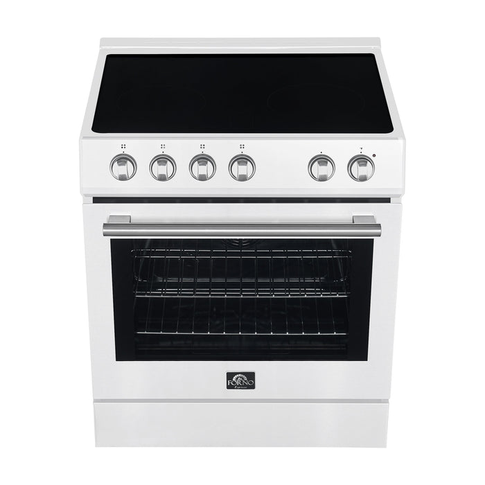 FORNO Espresso Leonardo 30" 5 cu. ft. Electric Range in White with Silver Handles, FFSEL6012-30WHT
