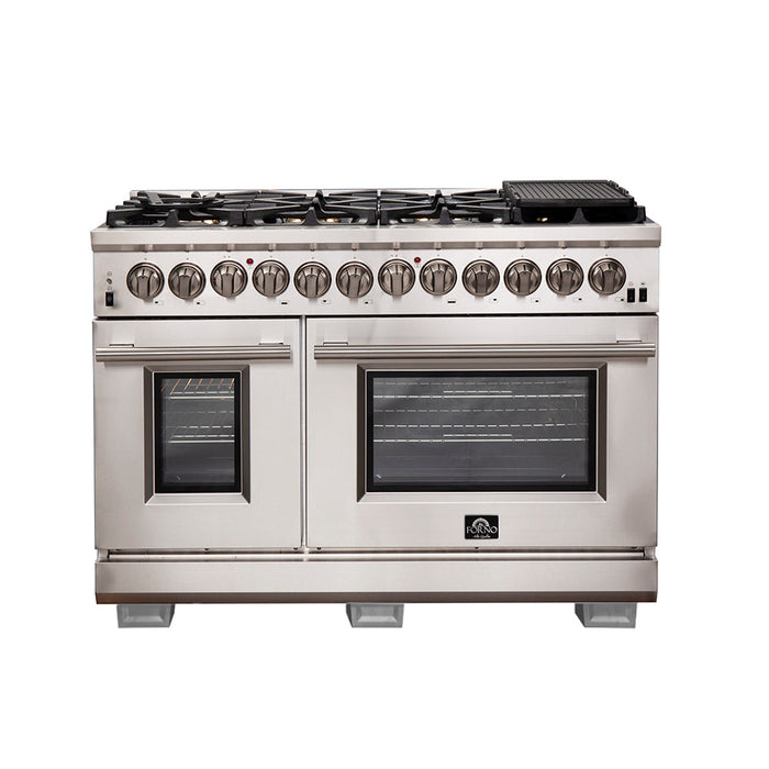 FORNO Capriasca 48" 6.58 cu. ft. Dual Fuel Range with 8 Italian Burners in Stainless Steel, FFSGS6187-48