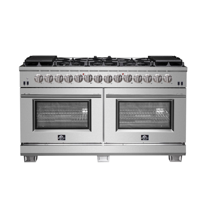 FORNO Capriasca 60" 8.64 cu. ft. Dual Fuel Range with 10 Italian Burners in Stainless Steel, FFSGS6187-60