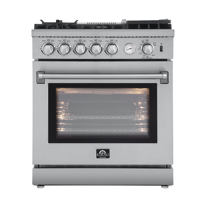 FORNO Lazio 30" 4.3 cu. ft. Gas Range with 5 Sealed Burners, Air Fryer and Griddle, FFSGS6276-30