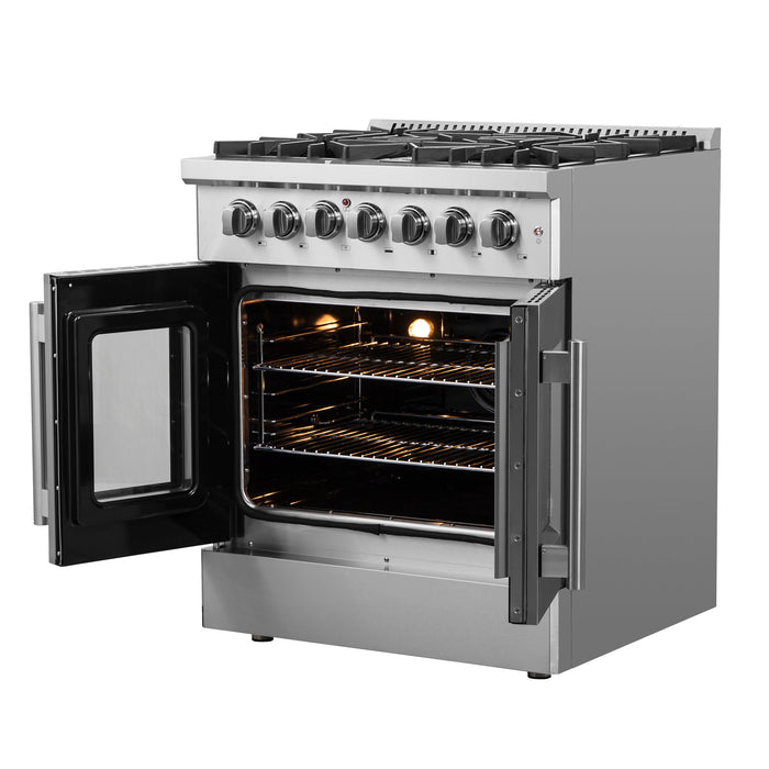 FORNO Galiano 30" 4.32 cu. ft. Dual Fuel Range with French Door in Stainless Steel, FFSGS6356-30