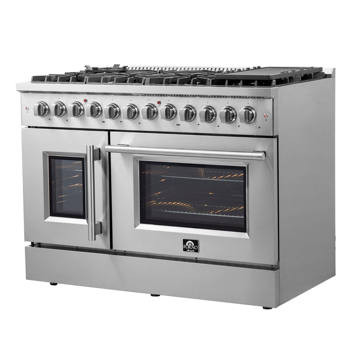 FORNO Galiano 48" 6.58 cu. ft. Dual Fuel Range with French Door in Stainless Steel, FFSGS6356-48