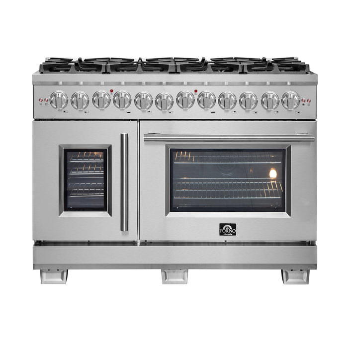 FORNO Capriasca 48" 6.58 cu. ft. Dual Fuel Range with French Door and 8 Sealed Burners, FFSGS6387-48