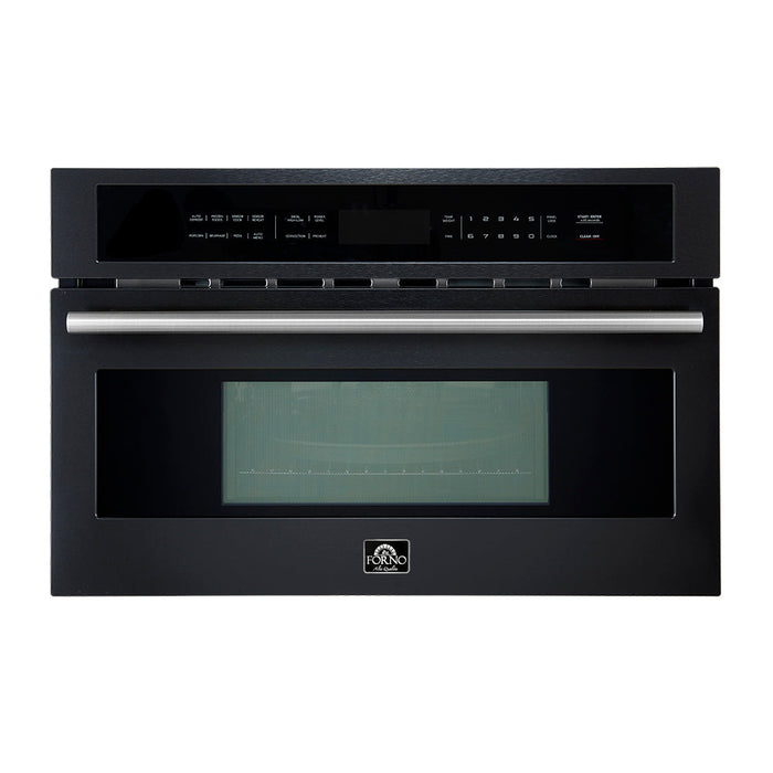 FORNO Espresso Oliena 30" 1.6 cu. ft. Built-In Microwave Oven in Black with Silver Handles, FMWDR3093-30BLK