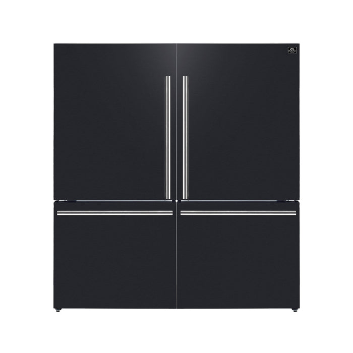 FORNO Espresso Milano 62" 34.4 cu. ft. Side-By-Side Refrigerator with Ice Maker in Black with Silver Accents, FFFFD1787-60BLK