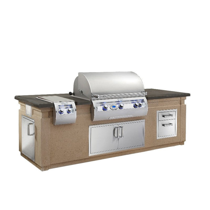 Fire Magic Grills ID790-CBD-108SM 107 1/2 Inch Glass Fiber Reinforced Concrete Pre-Fab Island System with Double Drawer Cut-Out