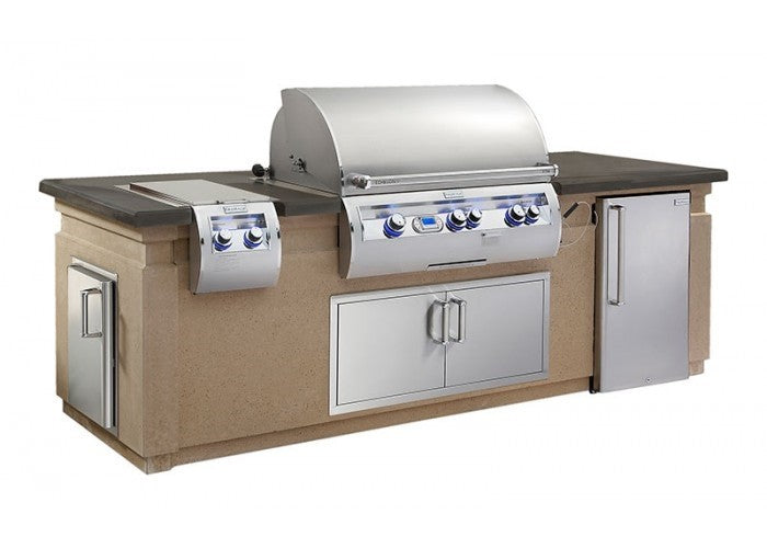 Fire Magic Grills ID790-CBR-108SM 107 1/2 Inch 790 Glass Fiber Reinforced Concrete Pre-Fab Island with Refrigerator Cut-Out