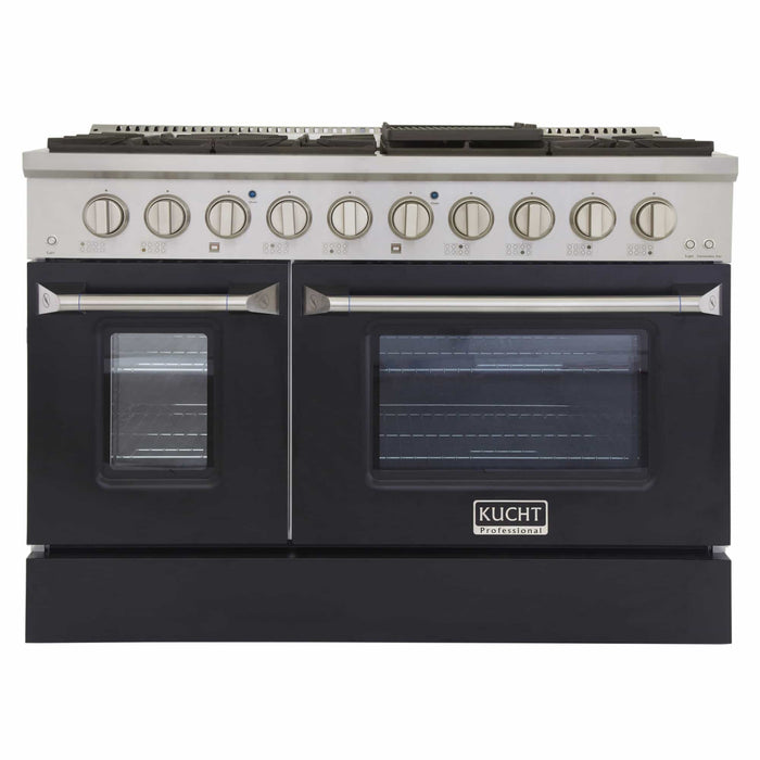 Kucht 48-Inch Pro-Style Dual Fuel Range in Stainless Steel with Black Oven Door (KDF482-K)