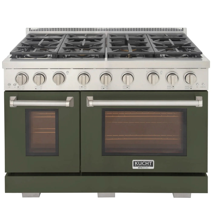 Kucht Professional 48-Inch 6.7 cu. ft. Gas Range in Olive Green with True Simmer Burners (KFX4800X-G)