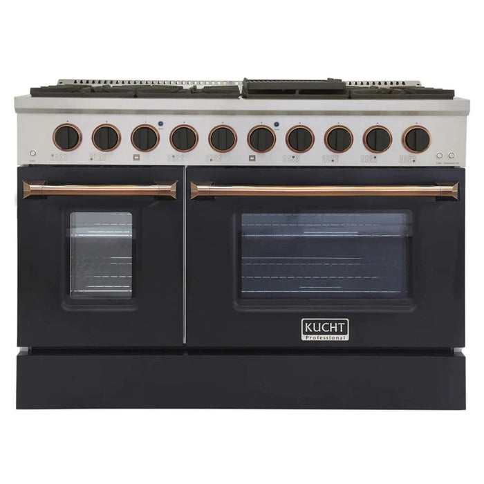 Kucht Signature 48-Inch 6.7 cu ft. Gas Range with Black Door and Gold Accents (KNG481-K-GOLD)