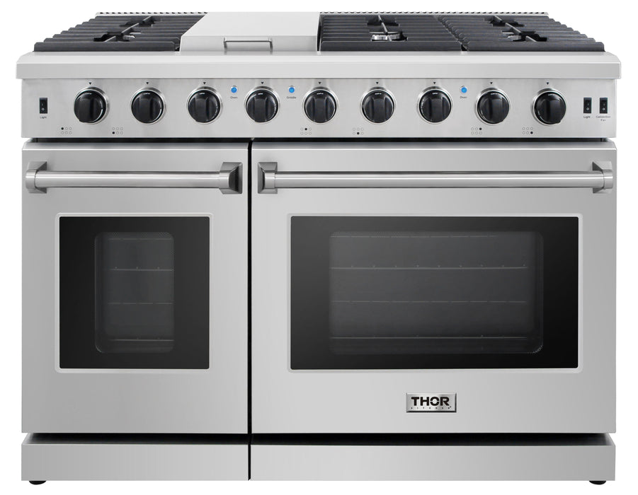 Thor Kitchen 48 in. 6.8 cu. ft. Double Oven Gas Range in Stainless Steel, LRG4807U