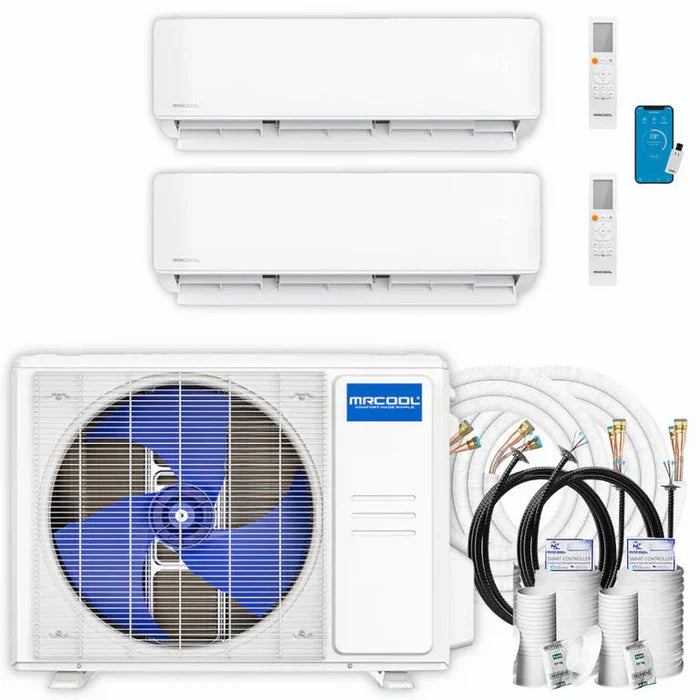 MRCOOL DIY Mini Split 2 Zone 36,000 BTU AC System 18K + 18K, 16ft and 25ft Lines