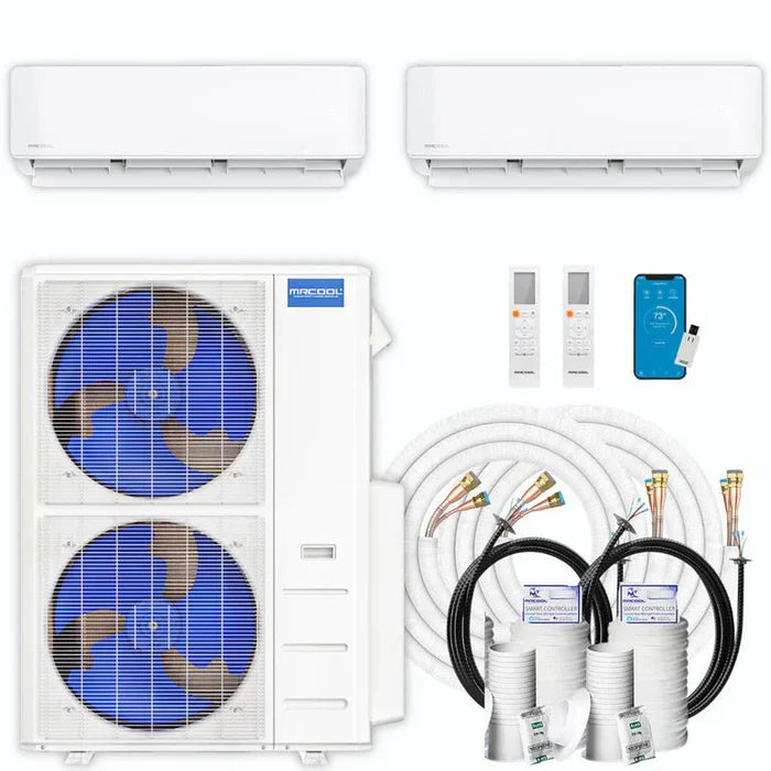 MRCOOL DIY Mini Split 2 Zone 48,000 BTU AC System 24K + 24K, 16ft Lines