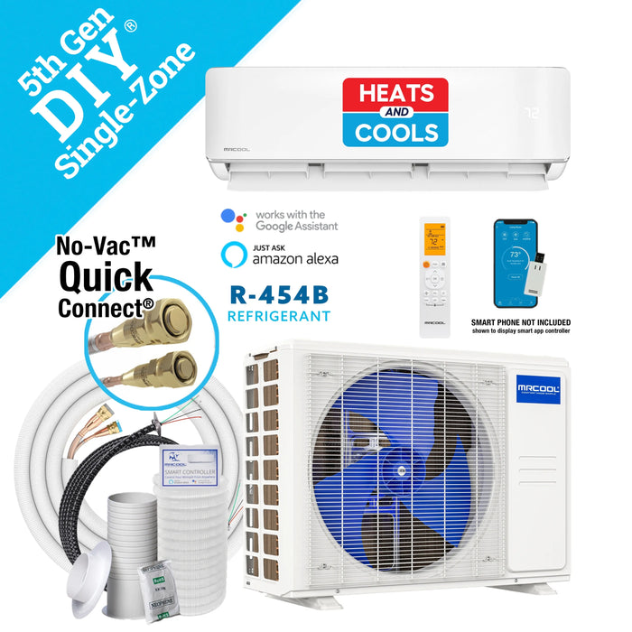 MRCOOL DIY® 5th Gen E Star 9,000 BTU Single Zone Mini Split Complete System with 25 Ft. Line Set, 115V (DIY-09-HP-WM-115D25-O)