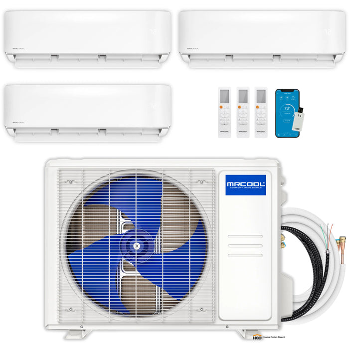 MRCOOL DIY 5th Gen Mini Split - 3-Zone 27,000 BTU Ductless Air Conditioner and Heat Pump Condenser with 12K + 6K + 6K Wall Mount Air Handlers