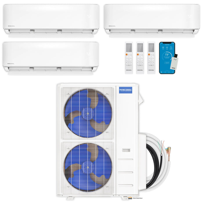 MRCOOL DIY 5th Gen Mini Split - 3-Zone 55,000 BTU Ductless Air Conditioner and Heat Pump Condenser with 18K + 18K + 12K Wall Mount Air Handlers