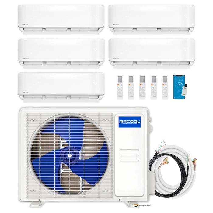 MRCOOL DIY 5th Gen Mini Split - 5-Zone 36,000 BTU Ductless Air Conditioner and Heat Pump Condenser with 18K + 9K + 9K + 6K + 6K Wall Mount Air Handlers