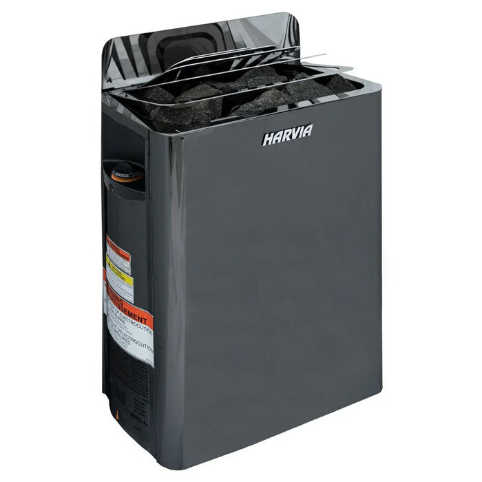 Harvia The Wall Series, 6kW, Black Stainless Steel Sauna Heater, 240V 1PH HSW6U1B