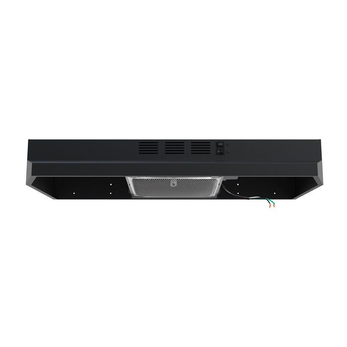 FORNO Cappa 30" 200 CFM Compact Under Cabinet Convertible Range Hood in Black, FRHUC5200-30BLK