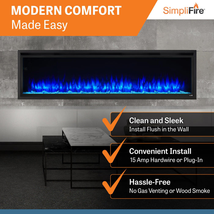 SimpliFire Allusion Platinum 72" Linear Electric Recessed Fireplace