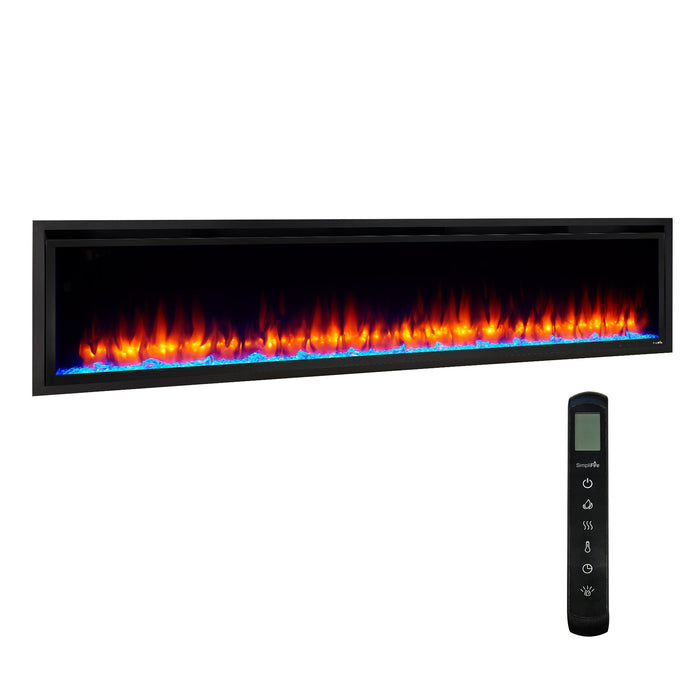 SimpliFire Allusion Platinum 72" Linear Electric Recessed Fireplace