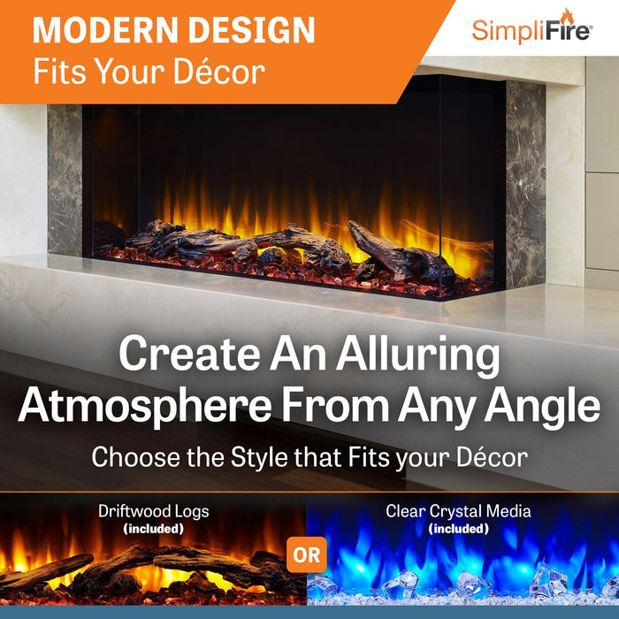 SimpliFire Scion Trinity 43" 3-Sided Linear Electric Built-In Fireplace