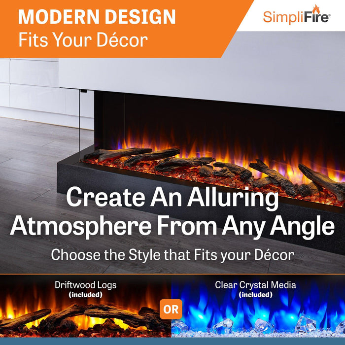 SimpliFire Scion Trinity 55" 3-Sided Linear Electric Built-In Fireplace