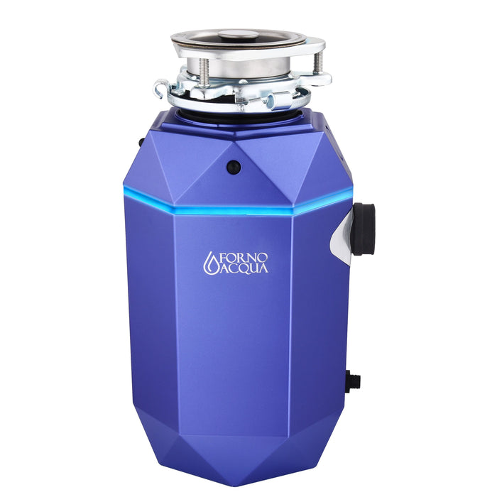 FORNO ACQUA BrightDiamond Amethyst 3/4 HP Ultra-Quiet Garbage Disposal with Motion Sensor Light & Pre-Wired Air Switch