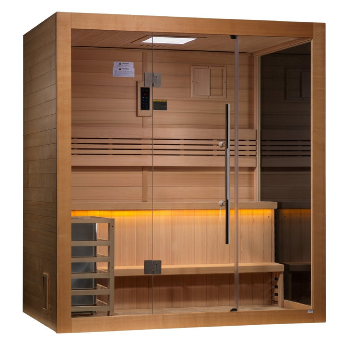 Golden Designs Glass Wall "Forssa" 3 Person Indoor/Outdoor Traditional Sauna GDI-7203-01