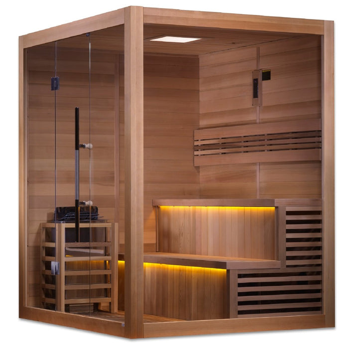 Golden Designs Glass Wall "Kuusamo" 6 Person Indoor/Outdoor Traditional Sauna GDI-7206-01