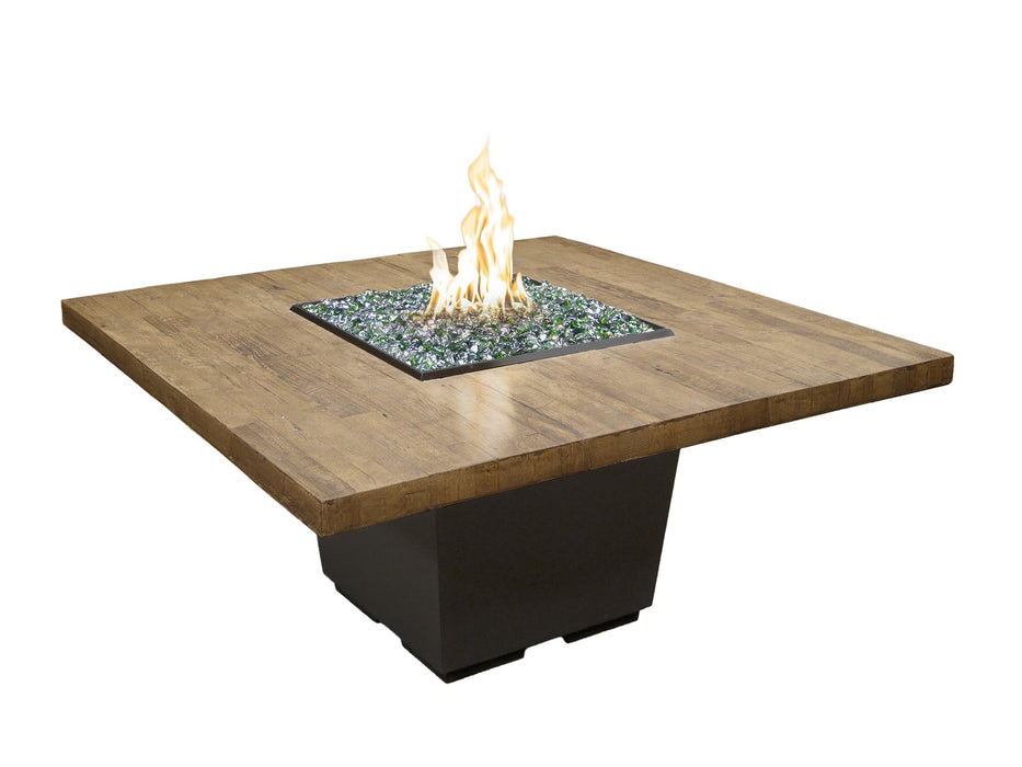 American Fyre Designs Reclaimed Wood Cosmopolitan Square Dining Fire Table