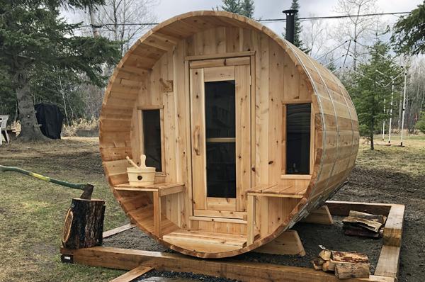 Dundalk Canadian Timber White Cedar Tranquility 2-6 Person Barrel Sauna - CTC2345W - Dundalk LeisureCraft Saunas